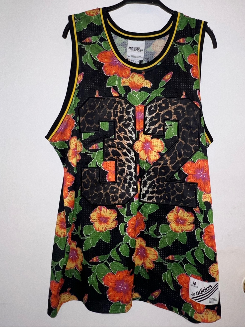 Jeremy Scott Men’s Black Floral Basketball Jersey - Orange & Green